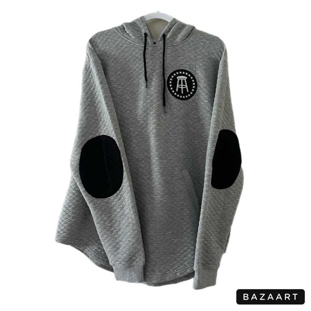 Barstool Sports Grey Waffle Knit Pullover Jacket Sweater Hoodie Long Sleev shirt